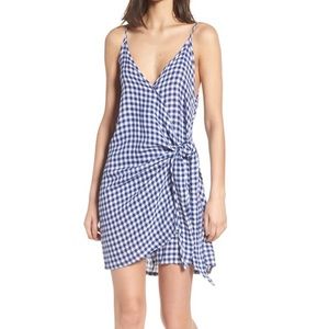 Rails Blue & White Gingham strap wrap dress